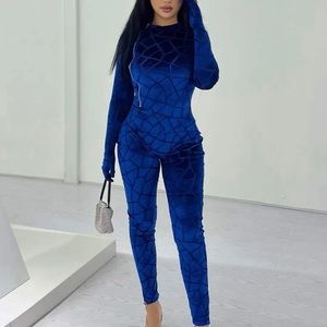 Pattern unitard velvet Jumpsuit